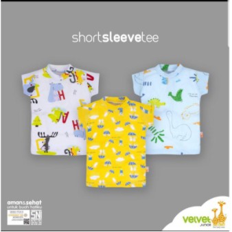 Kaos Oblong Baju Tangan Pendek SML Velvet Libby Junior Keyko Animal/Triangle Tangan Pintar Libby Print Kaos Oblong Lengan Pendek Baju Kaos Bayi Anak Oblong Velvet Junior Bahan Katun Cotton Lembut SNI