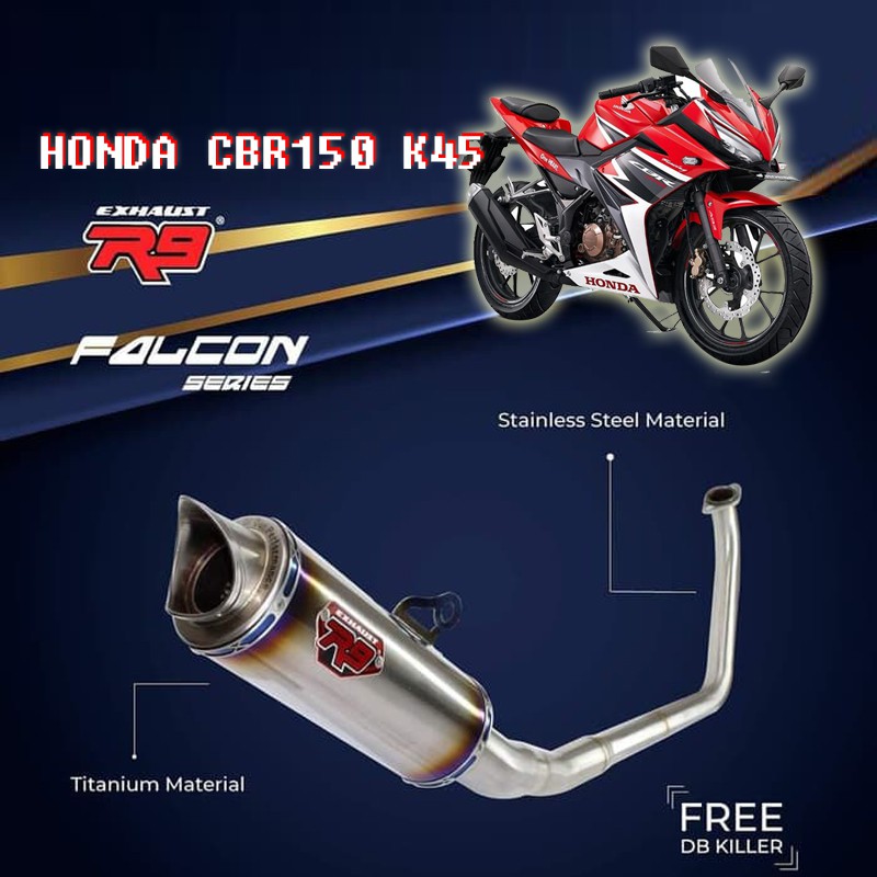 KNALPOT RACING R9 FALCON HONDA CBR150 K45 SERIES ORIGINAL.FULL SYSTEM,BAHAN TITANIUM