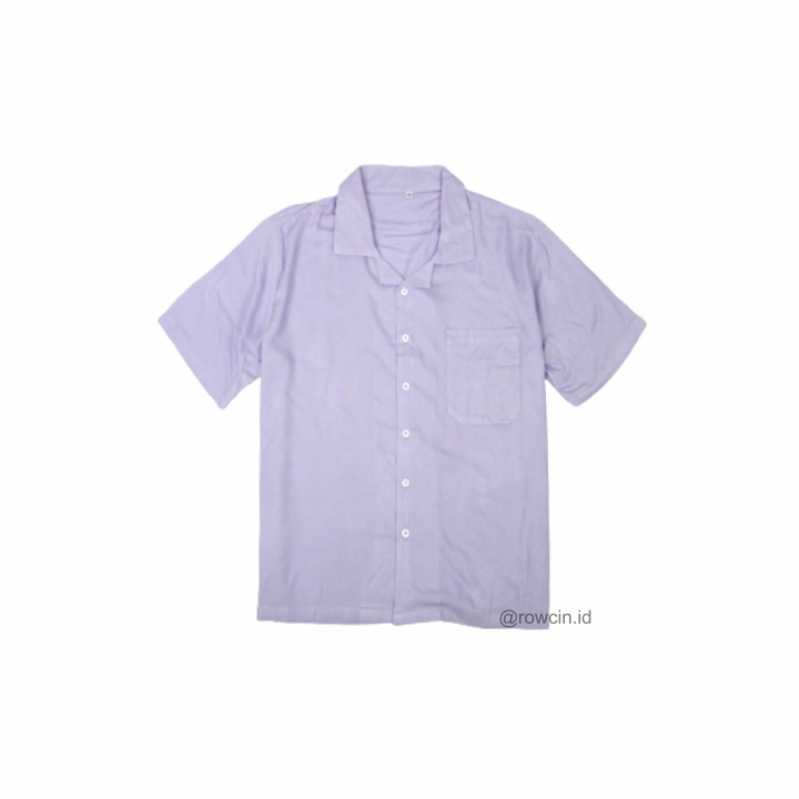KEMEJA HAWAI POLOS UNISEX KATUN RAYON KEMEJA LENGAN PENDEK-Hawai Lilac