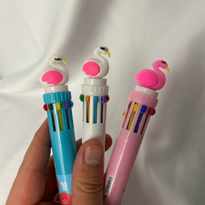 

Pulpen cetek flamingo tinta 10 warna warni
