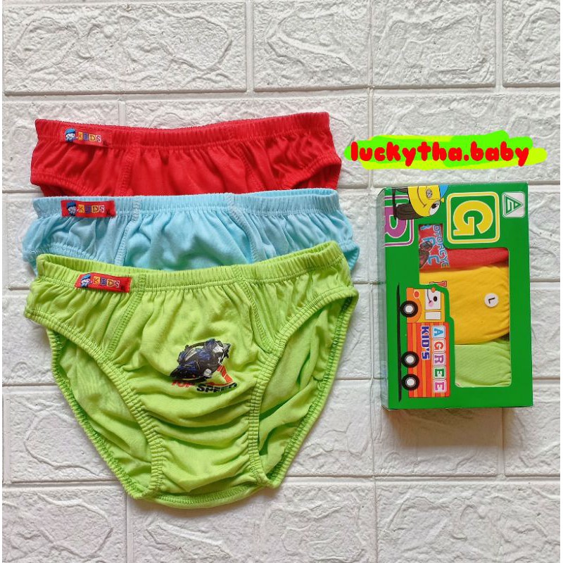3 pcs_ CD anak agree kid's ak 020 5 -10 tahunan/ celana dalam anak laki / CD agree ak 020