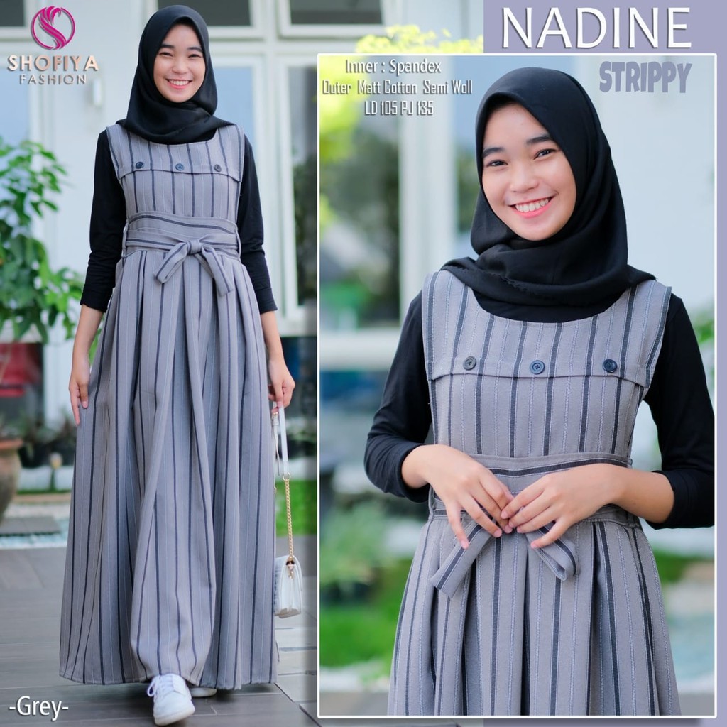Nadine Stripe Maxy Dress Set Outer Spandex Cotton Woll Original Shofiya