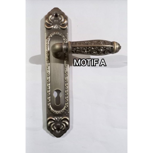 Handle Pintu Plate Antique Brass+Kunci+Cylinder/Gagang Pintu/Tarikan Pintu Besar/Antik Ukir/Vintage Series