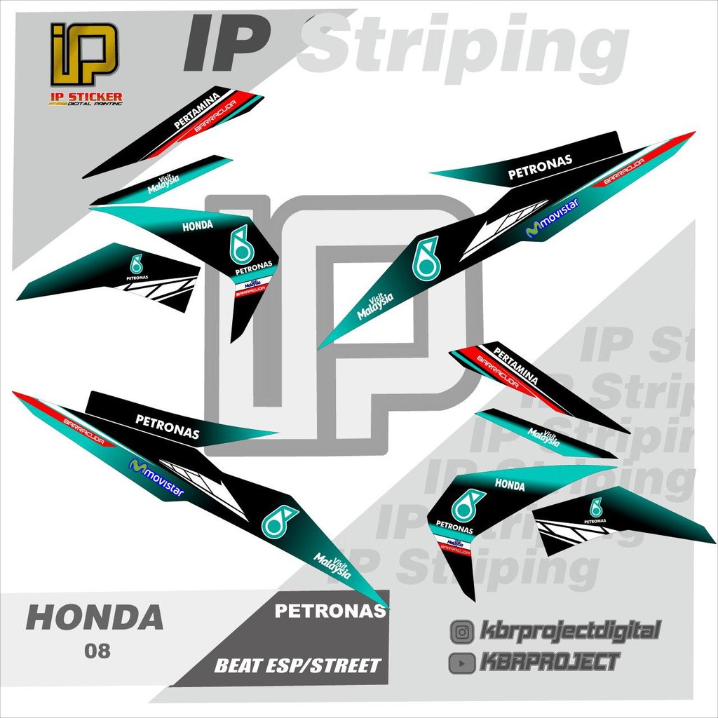 (cod) Stiker Motor Beat Street / Beat Fi Esp / Beat Iss / Beat Fi New - Sticker Striping PETRONAS