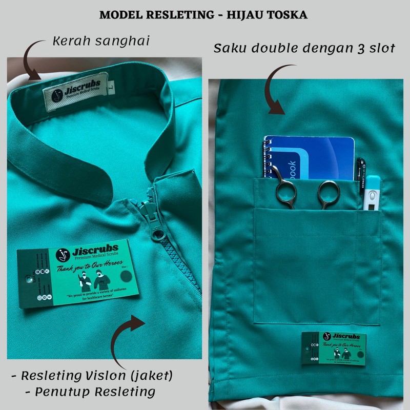 Baju Ok Resleting Baju Stenen Medical Scrub Baju Scrub Baju Oka Baju Jaga Malam Perawat