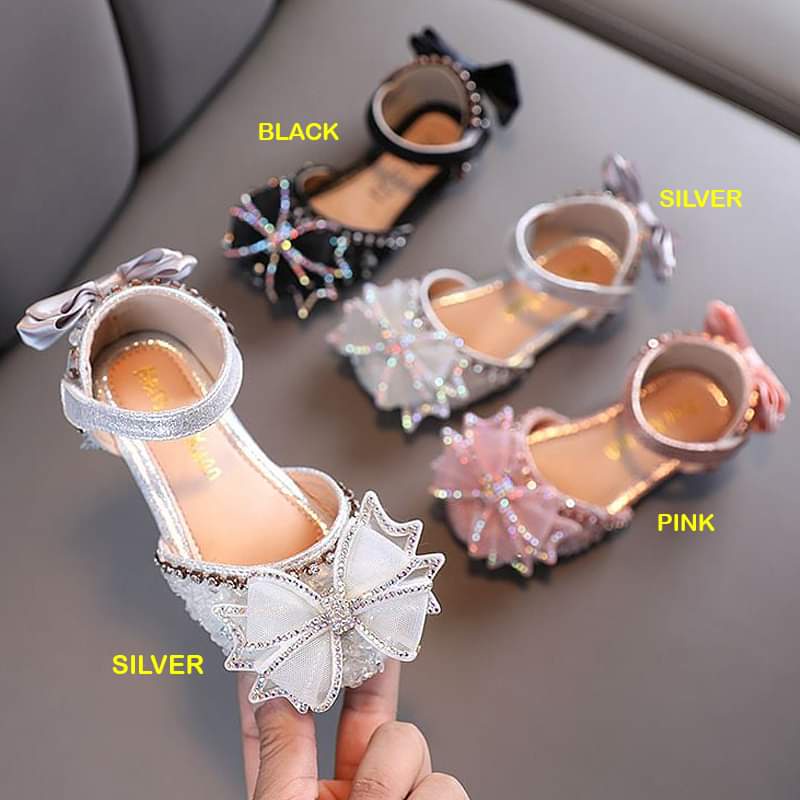 Sepatu Sandal Pesta Anak Perempuan Ribbon Pearl Sparkle