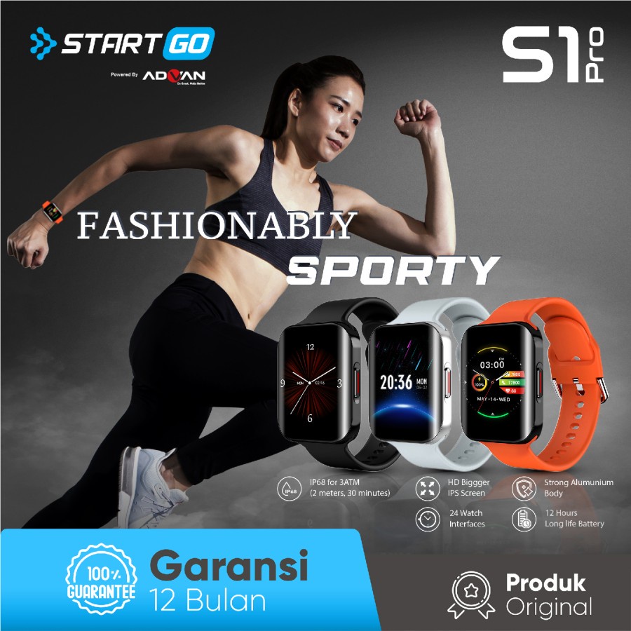 STARTGO S1 Pro by ADVAN Smartwatch HD IPS Screen 15 Sports Modes