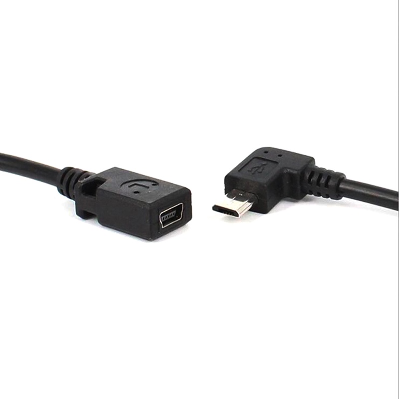 (LUCKID) Adapter Konverter micro usb male Ke mini female 90 Derajat