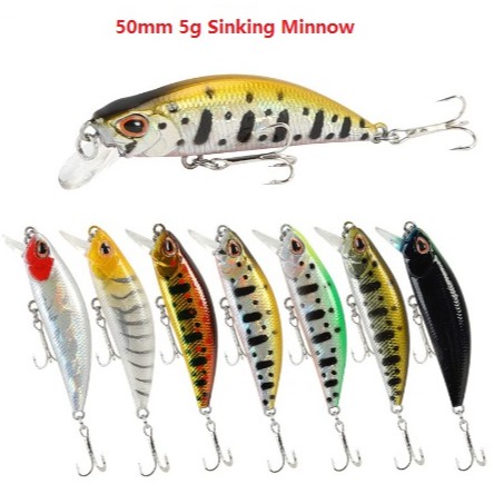 SYFishing 1Pcs New Sinking Minnow Umpan Pancing 5cm 5g Fishing Lure Bentuk Ikan Kecil Kail Swimbait Bass Bait Wobbler