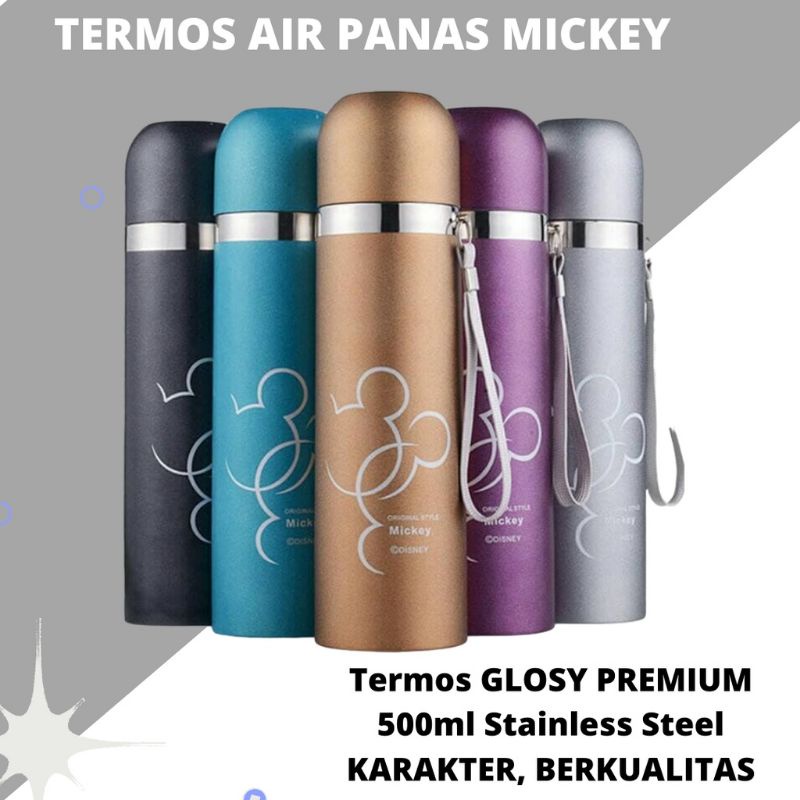 Thermos Air Panas Karakter Mickey / Termos Bahan Stainless Steel Animal 500ml / Termos Susu Bayi/ Botol Minum Anak