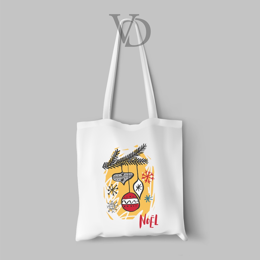 tote bag kanvas natal edisi 2022 / tas belanja gambar christmas versi 2 / totebag cute