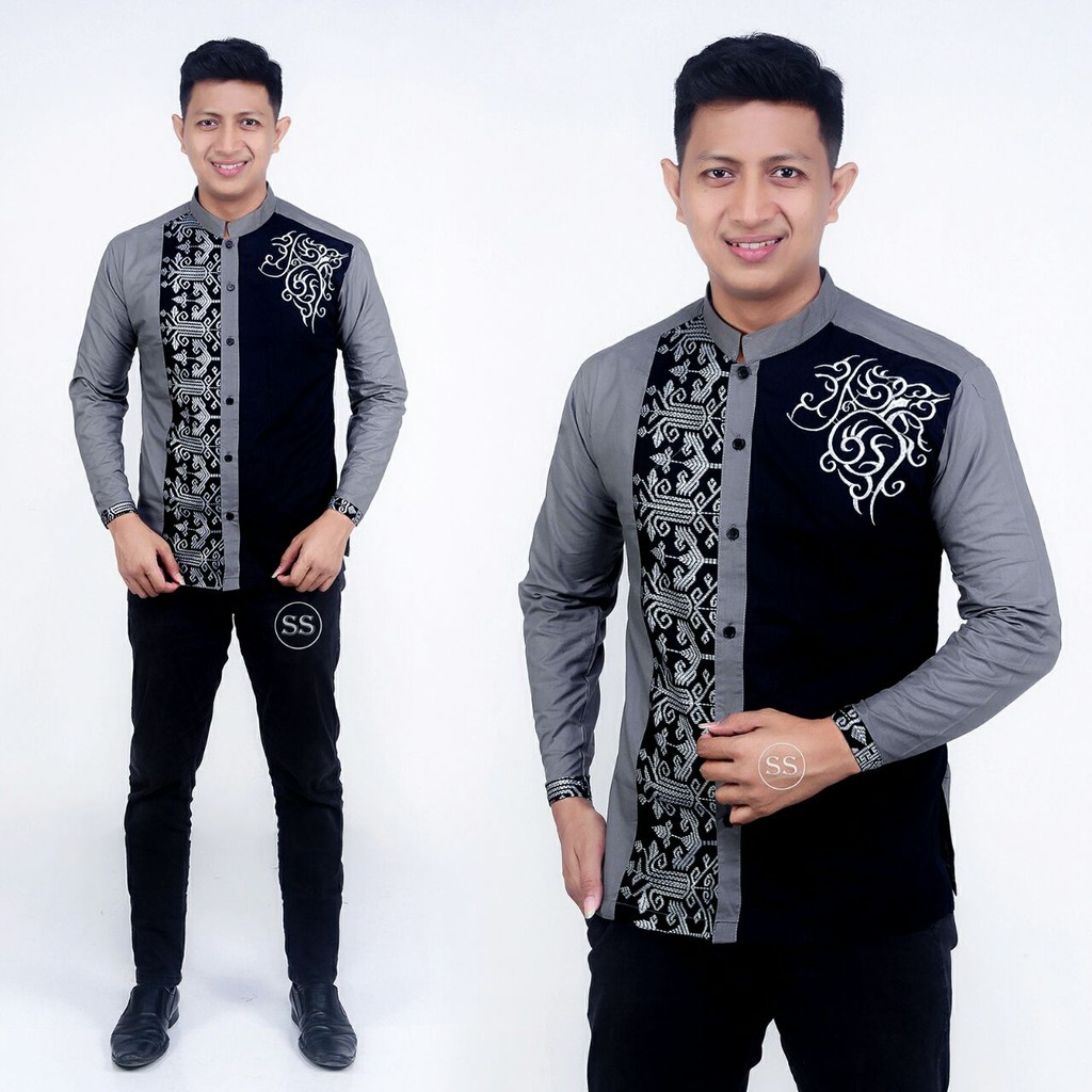 Baju koko bordir lengan panjang modern/Koko batik lengan panjang/Baju koko pekalongan/Batik wulan