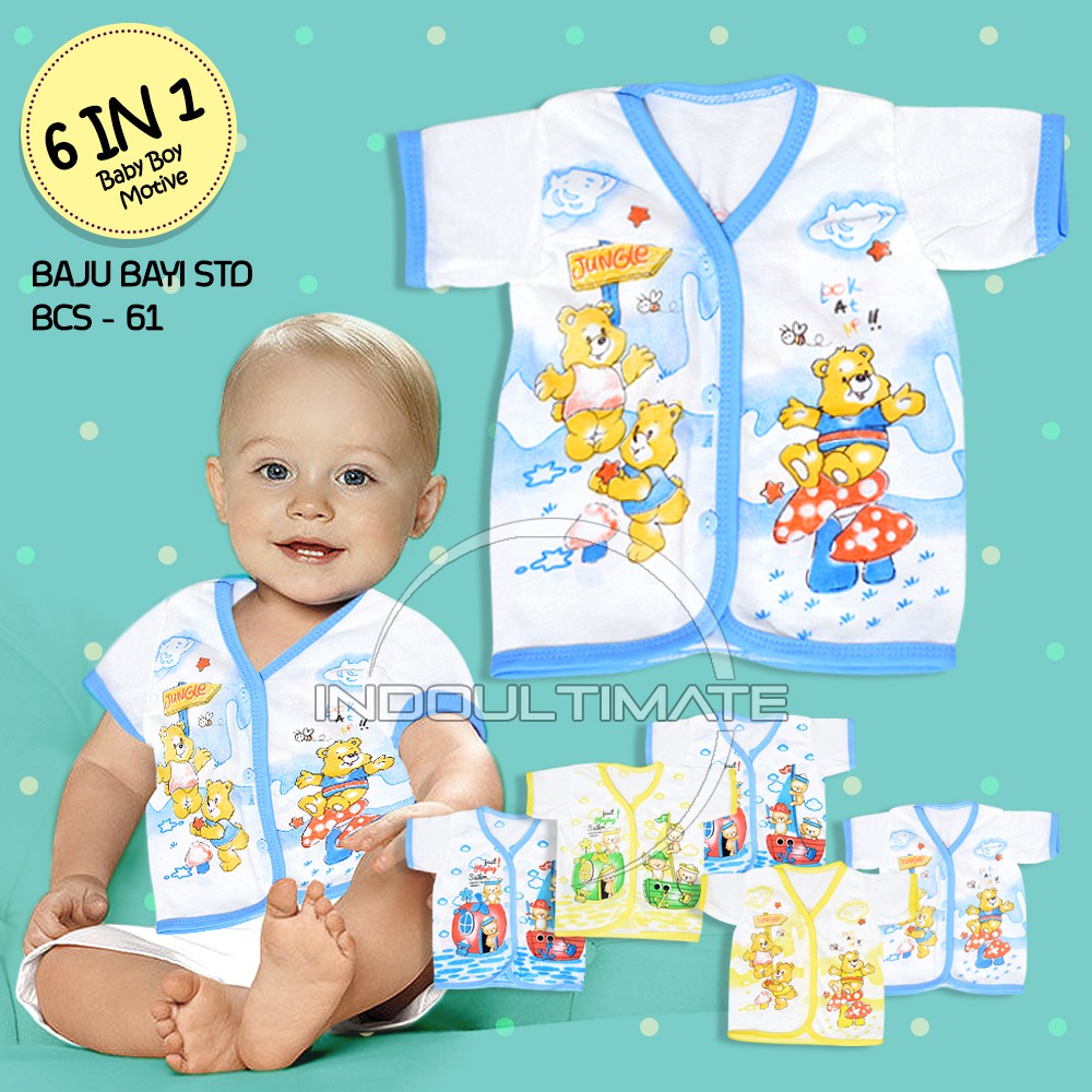 Pakaian Bayi Motif 6pcs / Perlengkapan Bayi / Baju Bayi laki laki perempuan / kaos bayi BCS-61