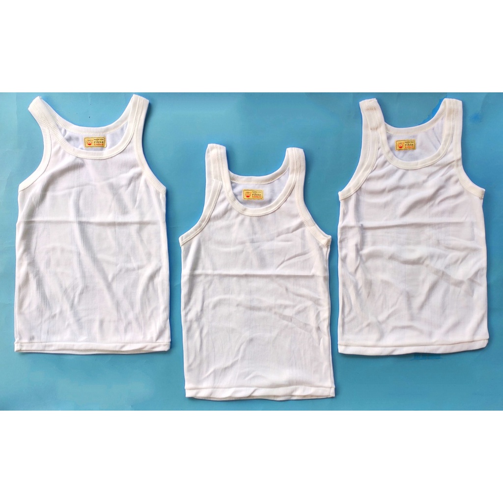 3pcs Singlet Anak Merk RIKSA | Kaos Dalam Anak Unisex | Singlet Bayi | Pakaian Dalam | Open Sorex Grosir