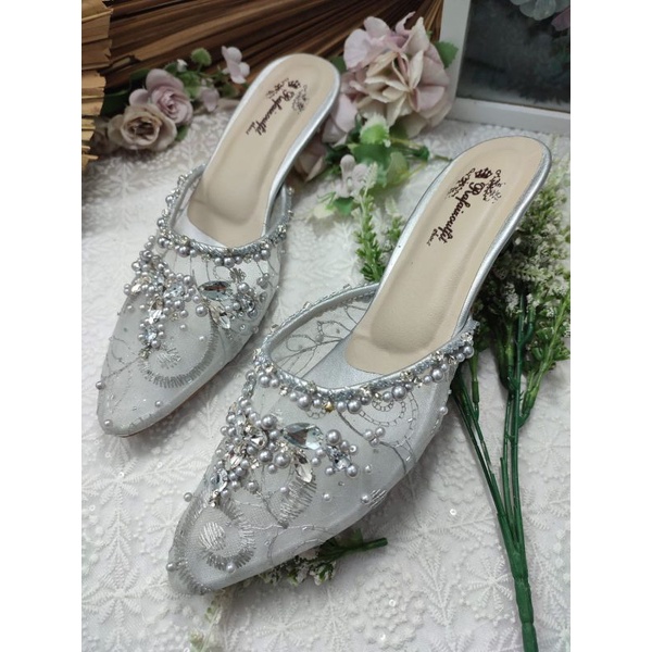 rafaizoutfit sepatu wanita heels Stiletto silver 3cm lancip