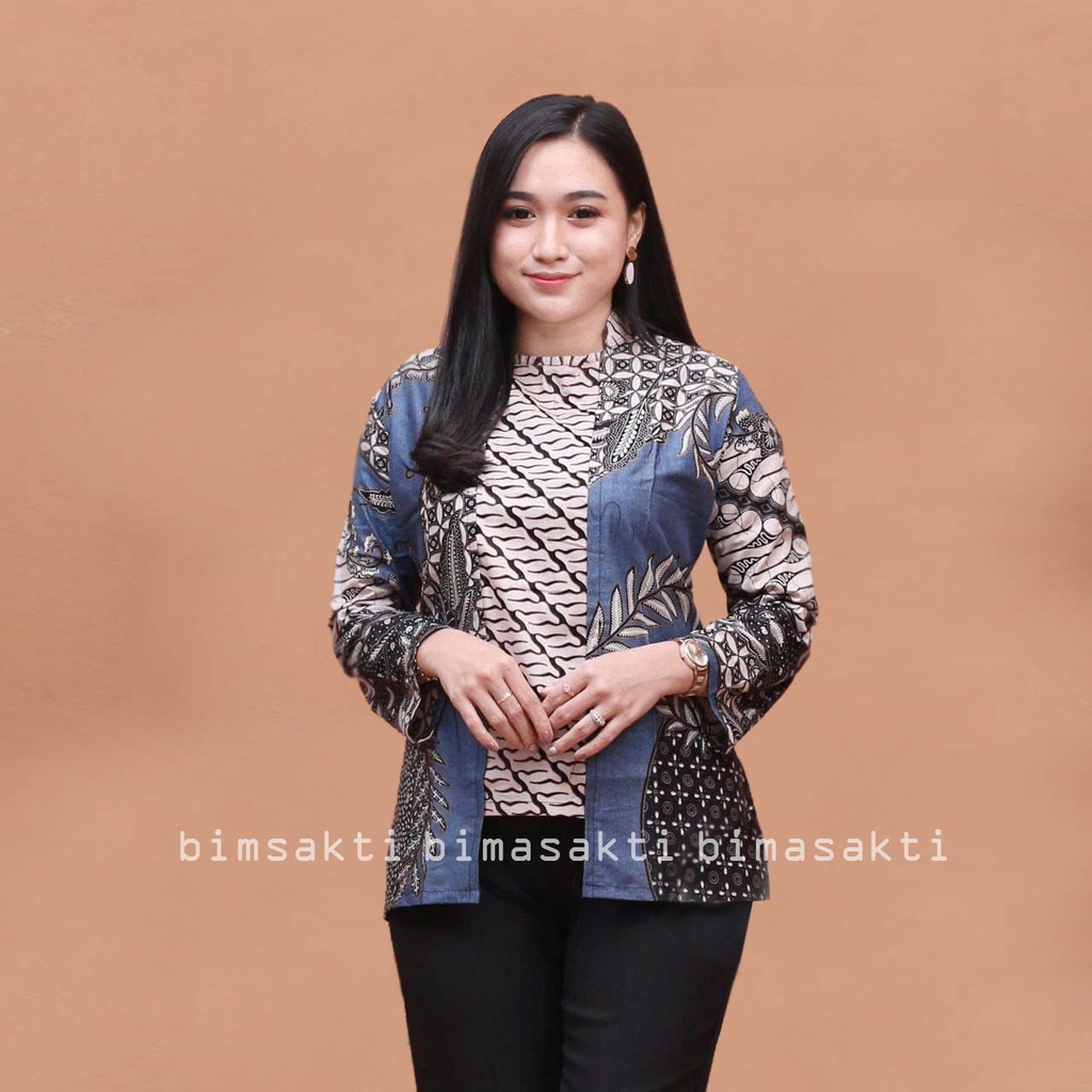 atasan baju batik wanita - blouse batik kantor - batik cewek - kemeja batik wanita - kemeja batik cewek - blouse kantor - bimasakti - bima sakti