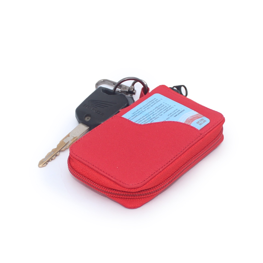 EMDS129 Dompet STNK Mobil Motor kartu Gantungan Kunci Remote Keyless merah