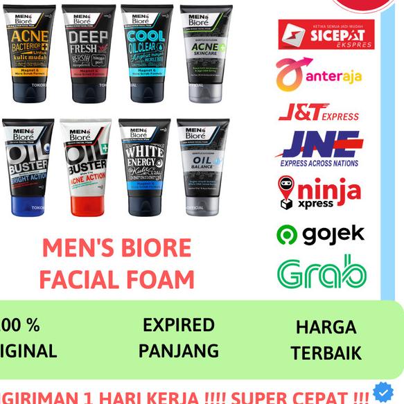 ♡ MEN'S MENS BIORE 100 ML SABUN CUCI MUKA WAJAH PRIA BIORE MENS 100 ML - Acne Bacterior ►