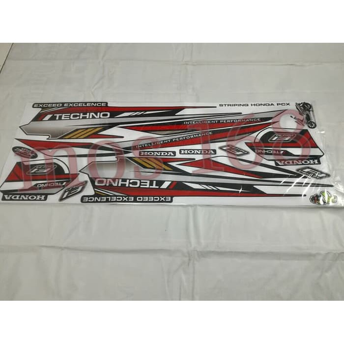 Striping Sticker Stiker Lis Variasi Honda PCX TECHNO Merah Gold f1011