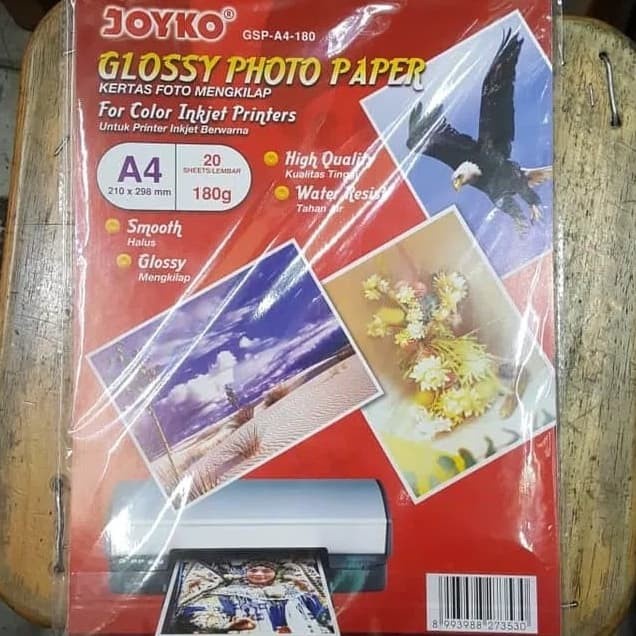 

Senikertas- ( New ) Glosy Paper / Kertas Foto 180 Gram Joyko 180 A4 Isi 20 Lembar -Kertas-Seni.