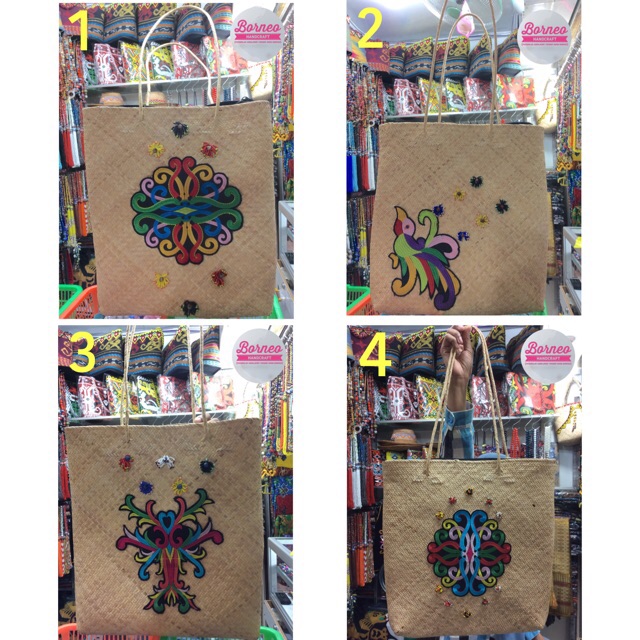 Tas Rotan Etnik sulam tumpar manik kalimantan /Tote bag(TR03)