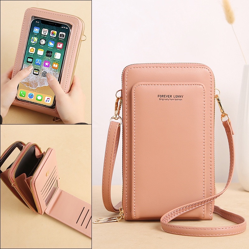 Tas Selempang Kulit Wanita Dompet Hp Cewek Touchscreen Mini Sling Bag LN L085