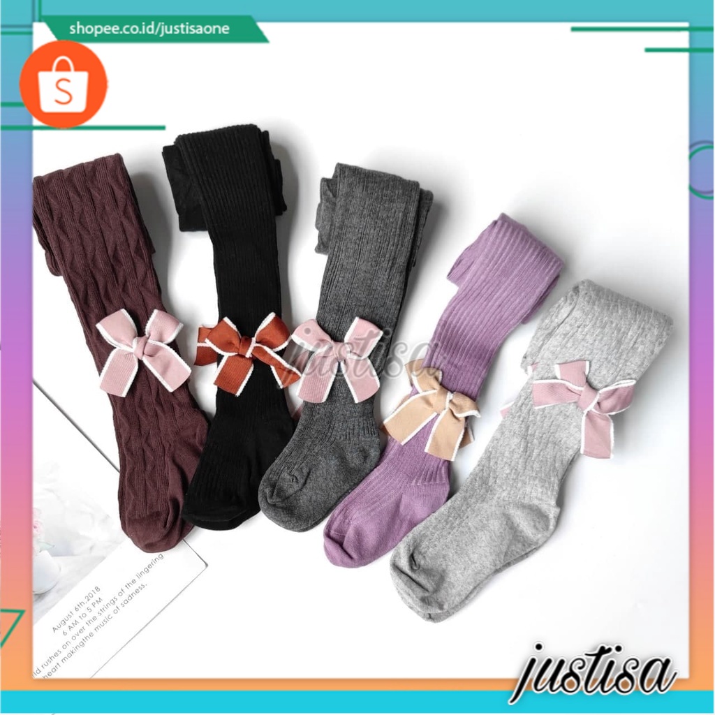 Promo !! Stocking anak perempuan / stocking pompom pita kiyowo import ukuran 1-5tahun