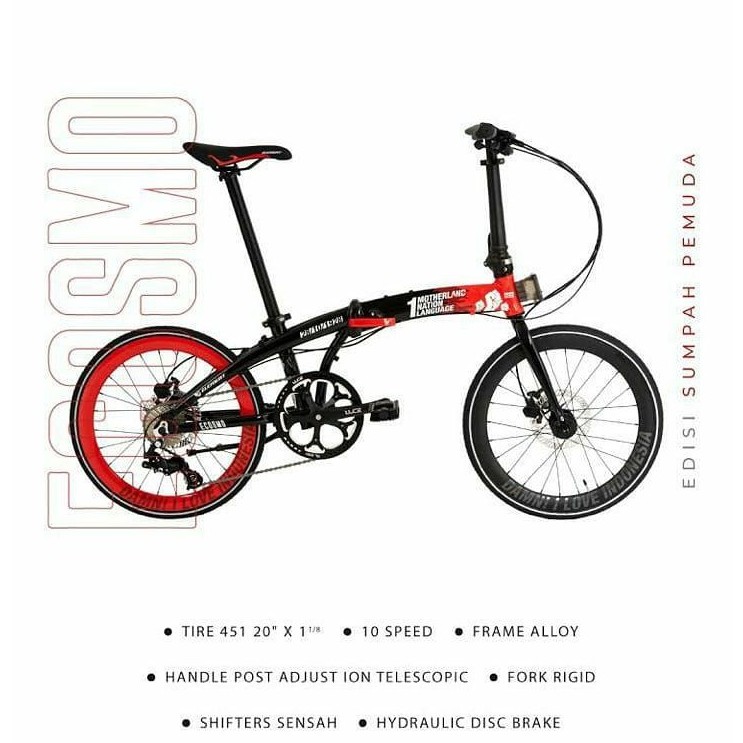 Sepeda Lipat Element Ecosmo 10 " LIMITED EDITION SUMPAH PEMUDA "
