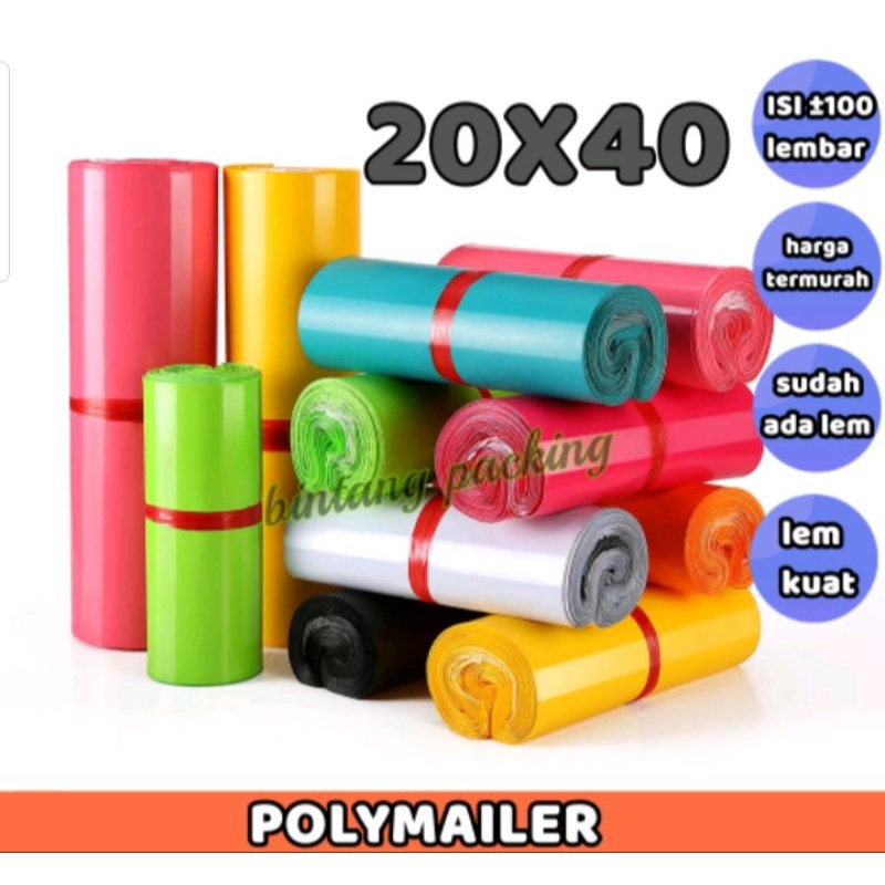 PLASTIK PACKING POLYMAILER ONLINE SHOP WARNA SIZE 20X40