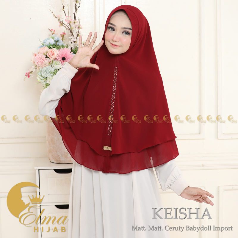 Jilbab Instan  Khimar Keisha 2 layer Ceruty Babydoll By Elma Hijab