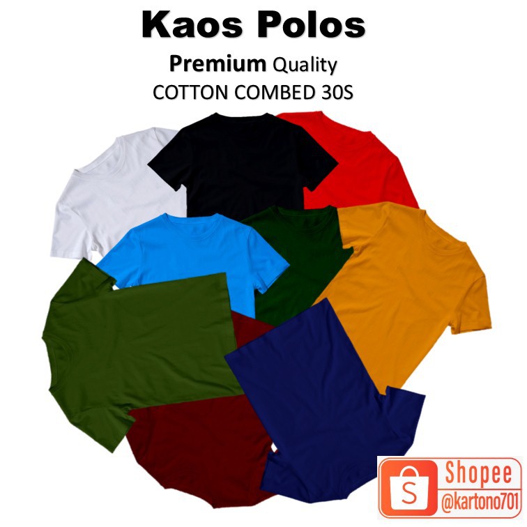 KAOS POLOS UNISEX LENGAN PENDEK COTTON COMBED 30S PREMIUM