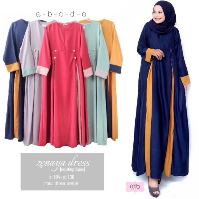 Gamis Modern Mat Diora Long Dress Formal dan harian Warna two tone Muteki