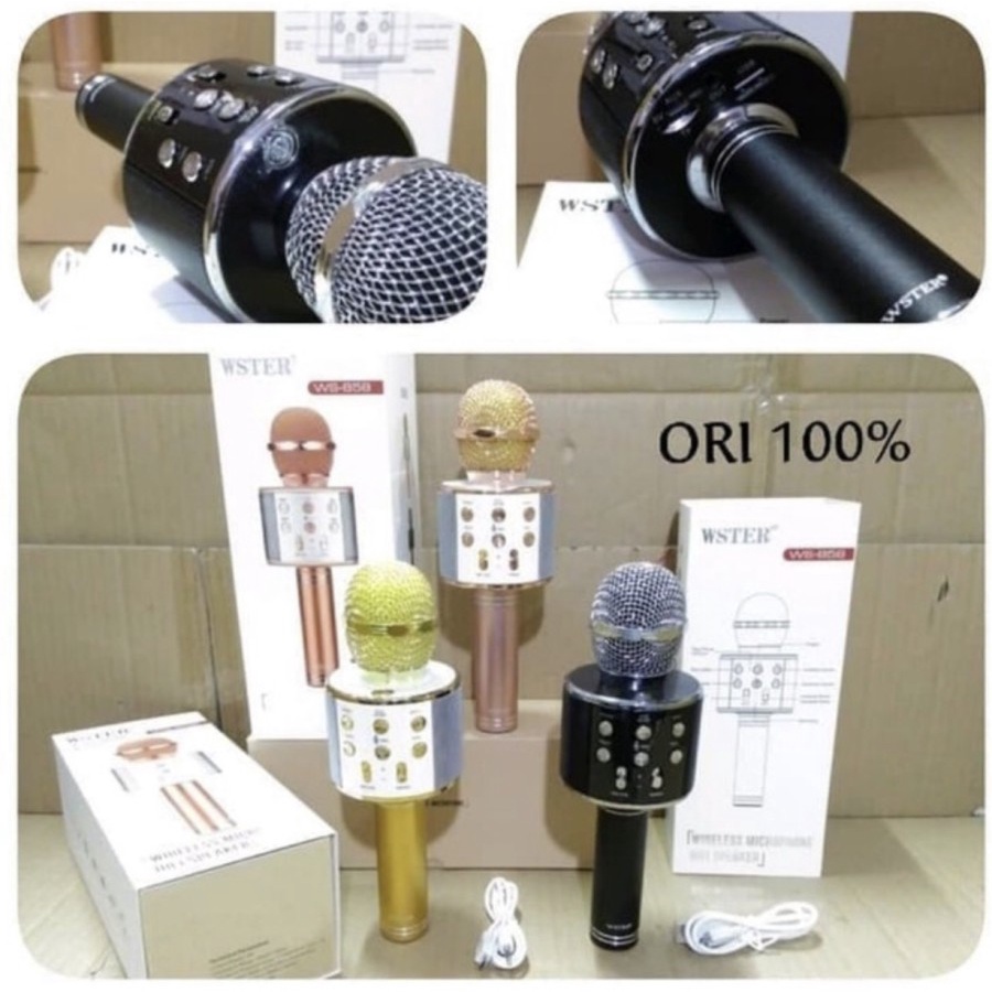 Promo Terbaik!!! Mic Karaoke Bluetooth Wiraless WSTER Ws-858 KTV Berkualitas