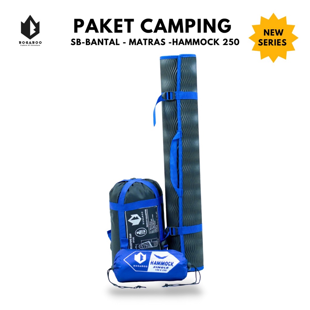 PAKET HEMAT - Paket Matras + Sleeping Bag Bantal BOGABOO  + Hammock Single - matras hiking - matras gunung - sleeping bag polar bantal lotto