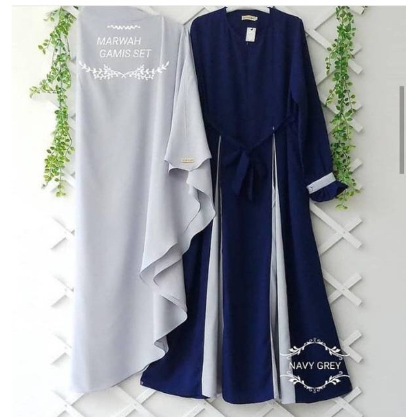Baju Gamis Marwah Syari Hijab M L XL-Nevy Grey