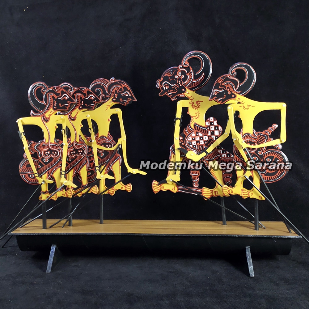 Souvenir Miniatur Wayang Kayu Painting Pendawa Lima Khas Indonesia &amp; Dudukan