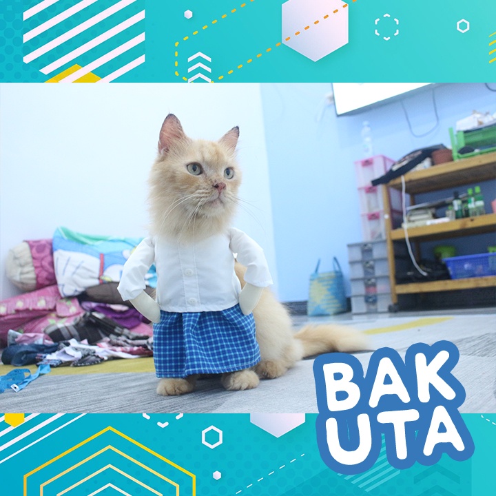 Kostum baju koko sarung kotak-kotak biru + Peci / baju koko kucing lebaran Terbaru size S-XL