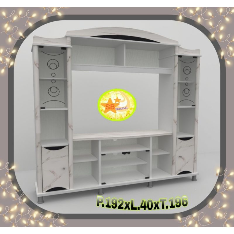 RAK TV WALL UNIT FULL PUTIH BESAR/RAK TV PAJANGAN FULL PUTIH
