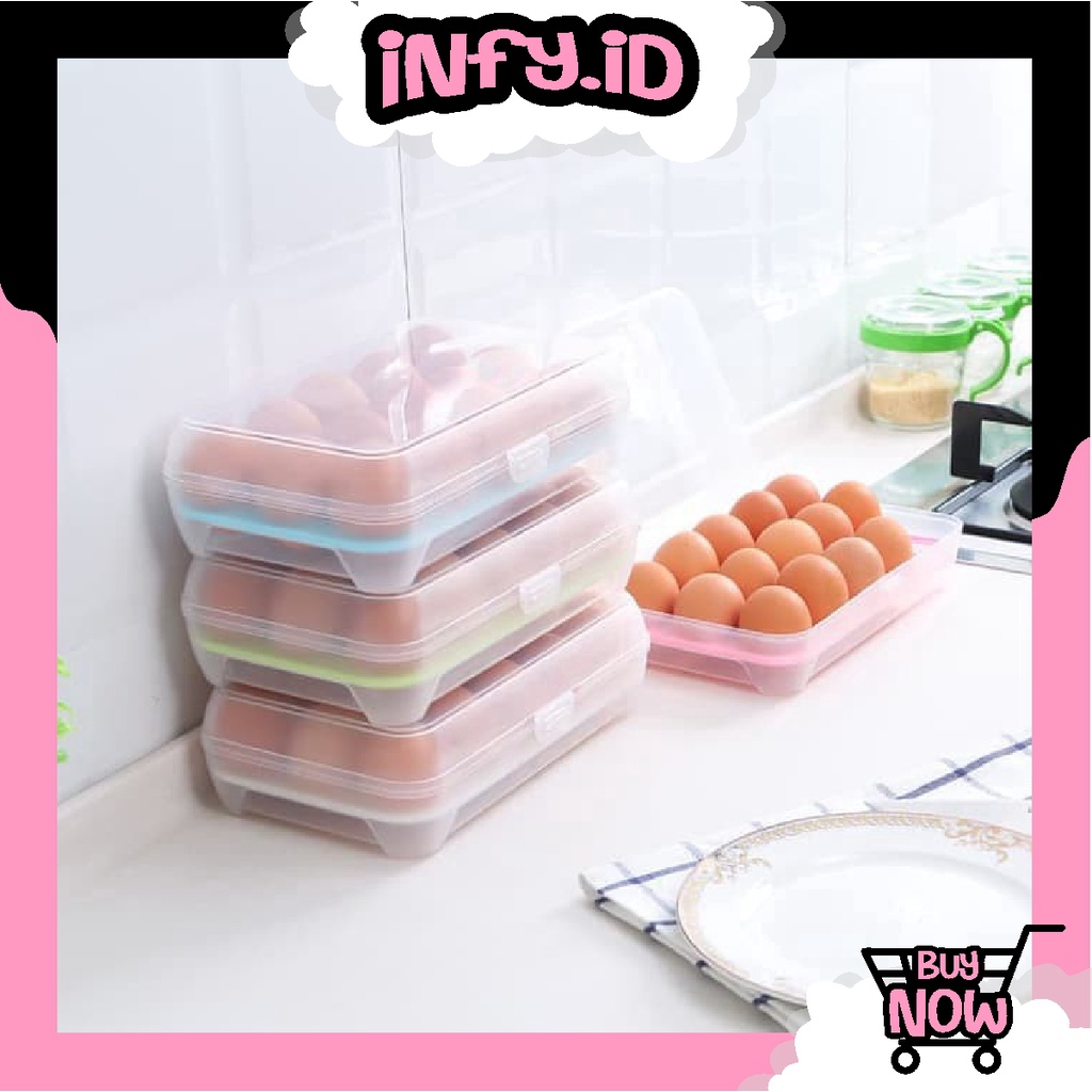 INFY - R570 Kotak Telur / Tempat Penyimpanan Telor/ Box Telur 15 Sekat / Egg organizer