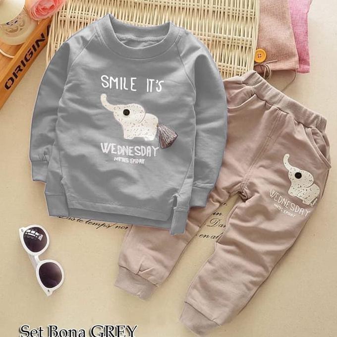 SCN STORE Setelan Anak Gajah Usia Baby - 6 Tahun // Setelan Sweater Anak // Baju Anak // Stelan Anak