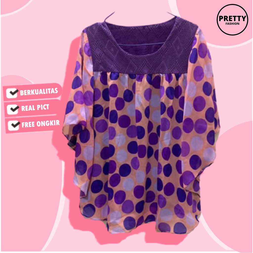  BAJU  BLOUSE  POLKA ATASAN PAKAIAN FASHION WANITA PEREMPUAN 