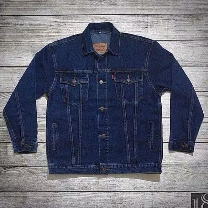 S280 JAKET JEANS LEVIS PRIA BIG SIZE XXL XXXL XXXXL - HITAM JMOV