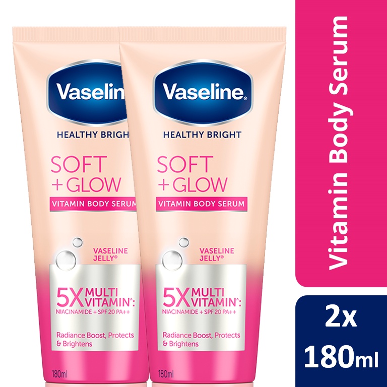 Image of Vaseline Body Serum Body Lotion Soft Glow With Niacinamide, 100X Vitc & Spf20 180Mlx2 #0