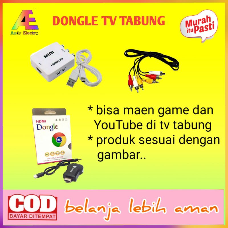 PAKET HDMI DONGLE UNTUK TV TABUNG/ ANYCAST DONGLE BUAT HP KE TV/ KABEL HDMI BUAT HP KE TV/ RECEIVER 