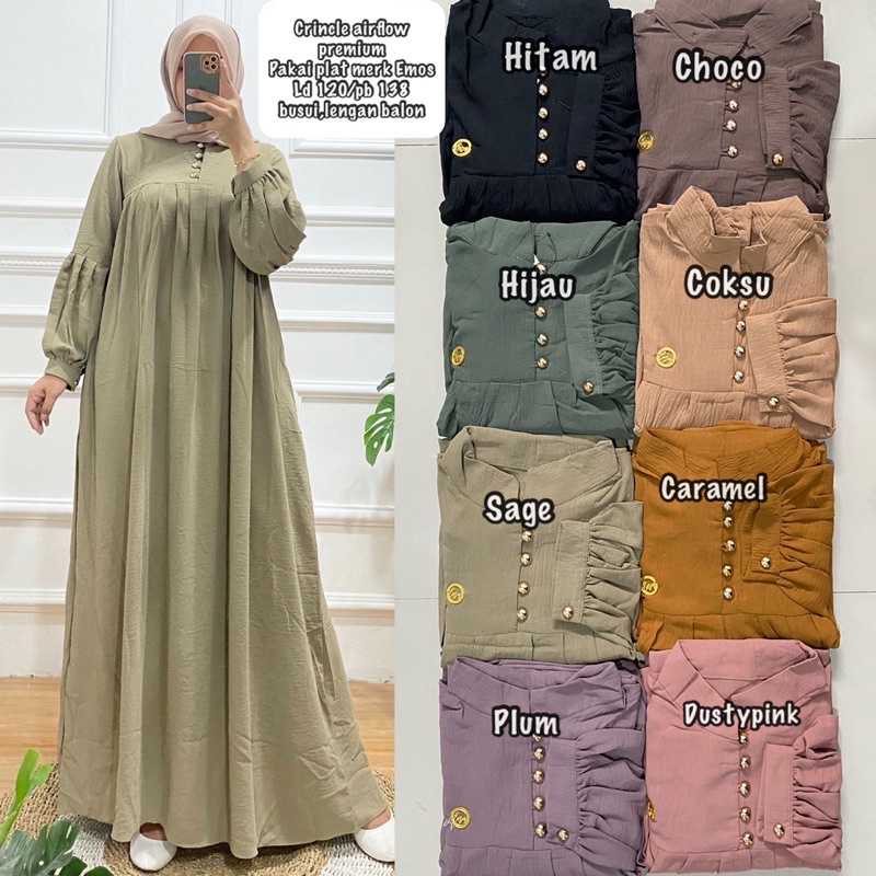 Gamis Emos Crinkle airflow premium 140✨