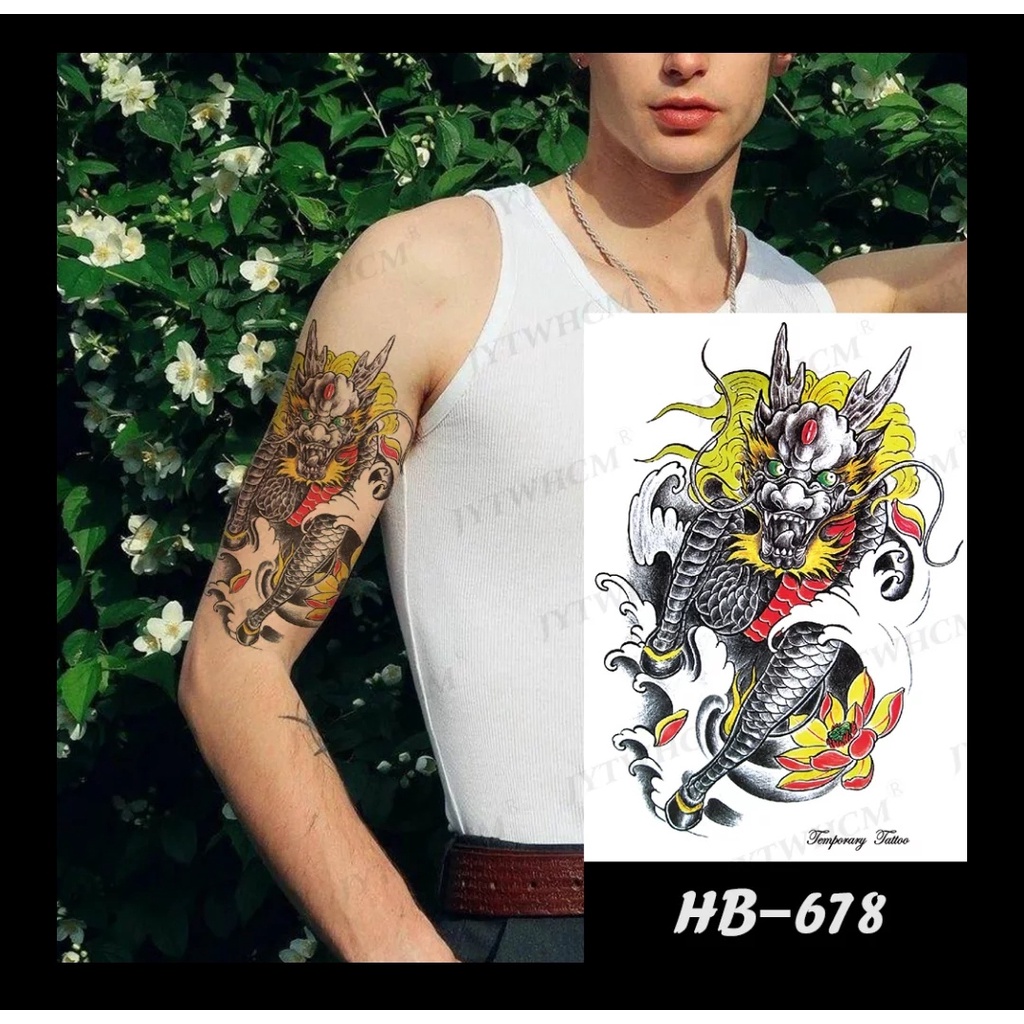 Stiker Tato Temporary Motif 3D Seri Naga HB678- Tato Temporer