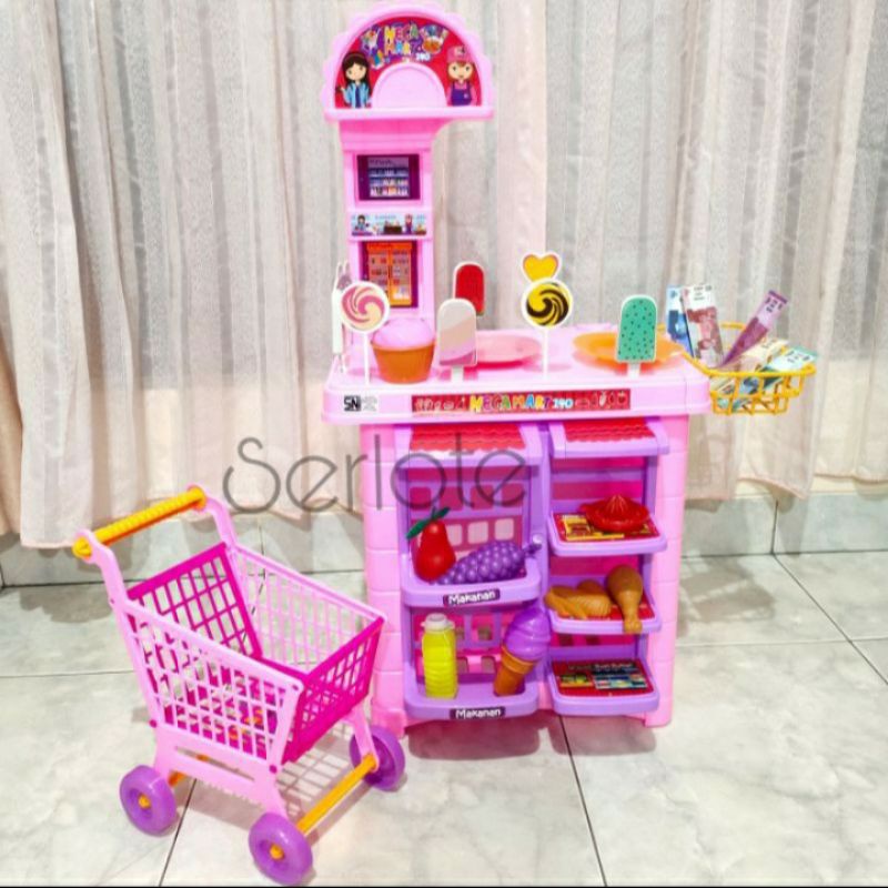 Mainan Anak Kitchen Mega Mart Minimarket Troli Ukuran Besar