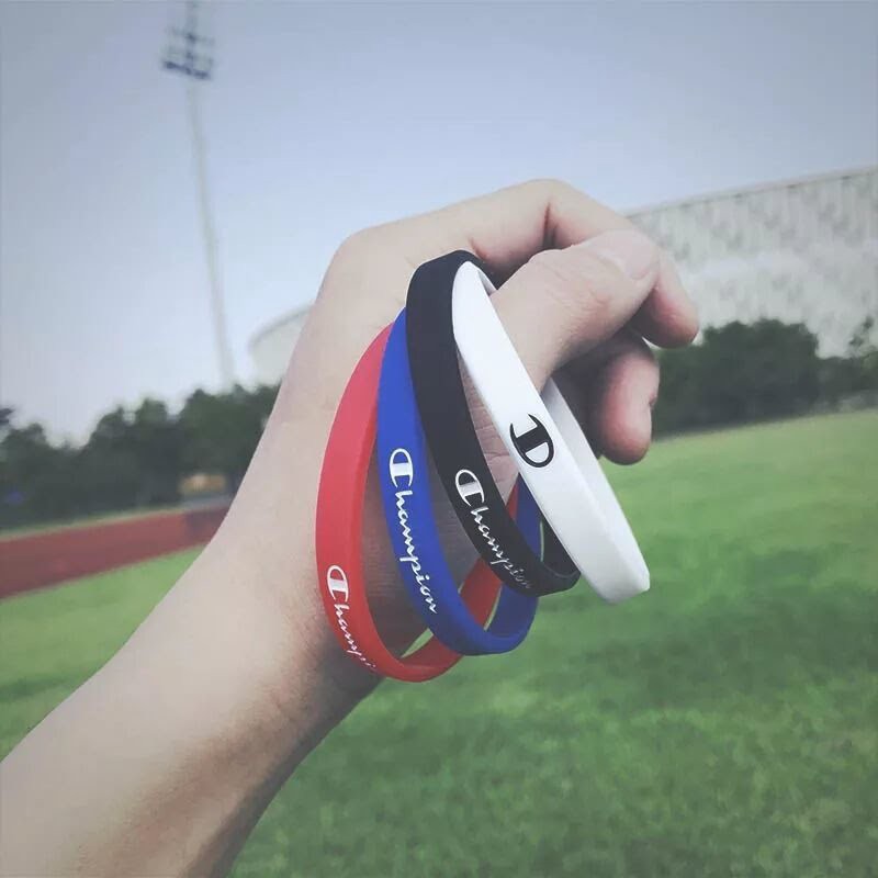 ❤VERY❤100PCS/SET GELANG SILIKON CHAMPION RED BLUE KESEHATAN BAHAN SILIKON UNTUK PRIA / WANITA