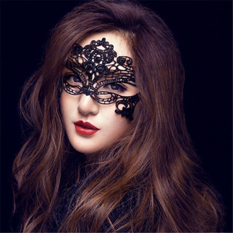 Penutup Mata Renda Full Sexy Lace Wanita Masquerade Ball Party Hallowen Kostum Renda Hitam