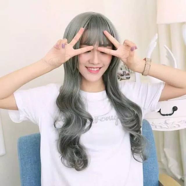 Wig grey abu abu premium panjang